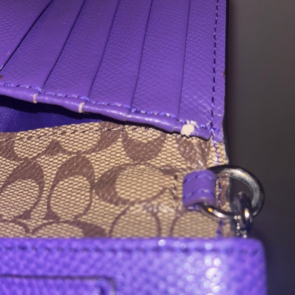 COACH Purple Leather Wallet with Wrist Strap - Picture 6 of 7